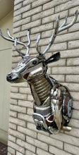 Load image into Gallery viewer, Buck De Lux – A handcrafted steampunk metal deer head wall sculpture by Paul Klaine, featuring industrial gears, mechanical elements, and a rustic hunting lodge aesthetic, perfect for steampunk and wildlife-inspired decor