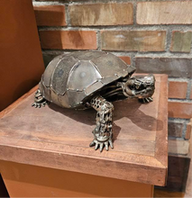 Load image into Gallery viewer, "Side view of Desert Tortoise 1 metal sculpture by David Groenjes – Showcasing intricate welding and a rustic, weathered patina on reclaimed metal."