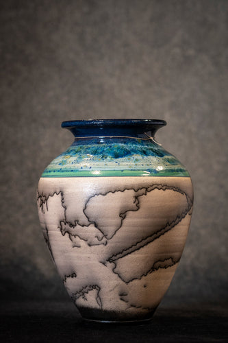 Fat Vase- Blue Glazed