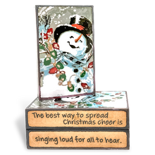 Load image into Gallery viewer, Houston Llew Spiritile #290 ‘Frosty’ – Glass-on-copper art tile featuring a snowman with a red scarf, perfect for holiday decor and collector gifts.