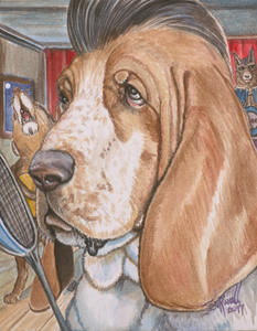 Original Watercolor Painting "Ain't Nothing but a Hound Dog"