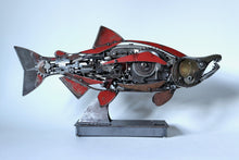 Load image into Gallery viewer, &quot;Side view of Driven by David Groenjes – Handcrafted reclaimed metal sculpture showcasing dynamic design and bold industrial craftsmanship.&quot;