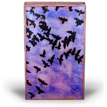 Load image into Gallery viewer, ouston Llew Spiritile 010 Aloft – Retired Art Tile with Black Birds in Flight