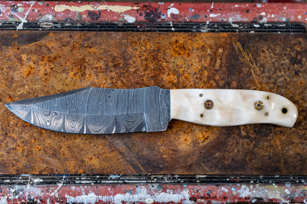 Hunting Knife- Camel Bone and Damascus Steel