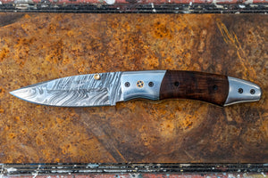 Folding Knife- Walnut and Damascus Steel