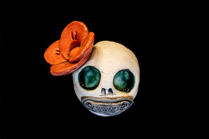 Red Side Flower Skull