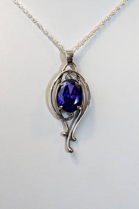 Sterling Silver Synthetic Amethyst Pendant