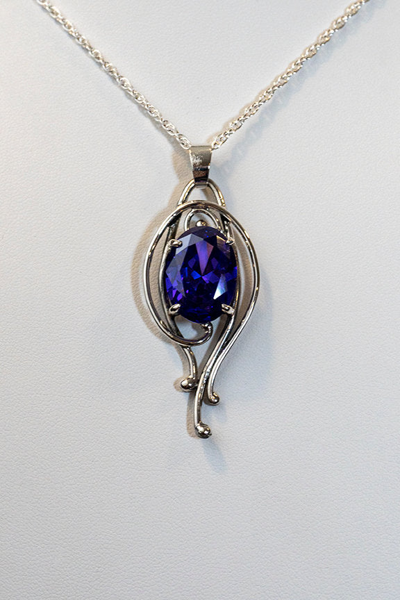 Sterling Silver Synthetic Amethyst Pendant