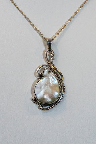 Sterling Silver White Keshi Pearl Pendant