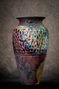 Large Vase-  Multi Colored Copper with Hammer Pattern (Not Glazed)