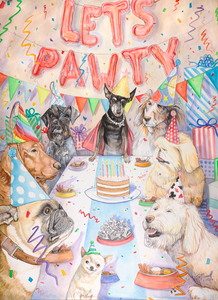 Original Watercolor Painting- "Let's Pawty"