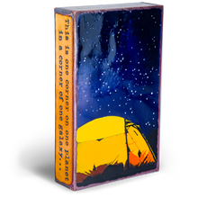 Load image into Gallery viewer, Side view of Houston Llew Spiritile #264 ‘Our Corner’ – Handcrafted enamel artwork with wrapped glass edges and a heartwarming quote about companionship and home.