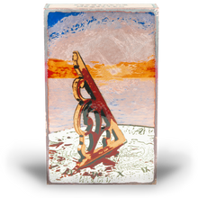 Load image into Gallery viewer, Houston Llew Spiritile #255 ‘Tardis’ – A handcrafted glass enamel art tile featuring a blue British police box, inspired by time travel and adventure.