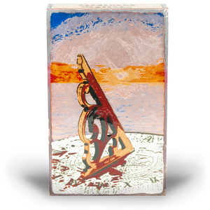 Houston Llew Spiritile #255 ‘Tardis’ – A handcrafted glass enamel art tile featuring a blue British police box, inspired by time travel and adventure.
