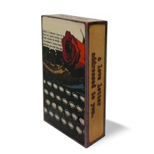 Load image into Gallery viewer, Side view of Houston Llew Spiritile #255 ‘Wholehearted’ – Handcrafted enamel artwork with wrapped glass edges and an inspirational quote about love and devotion.