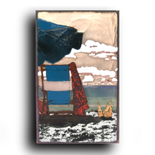 Load image into Gallery viewer, Side view of Houston Llew Spiritile #264 ‘Refresh’ – Handcrafted enamel artwork with wrapped glass edges and an inspirational quote about relaxation by the ocean.