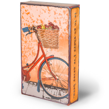 Load image into Gallery viewer, Houston Llew Spiritile #274 ‘Fresh Ride’ displayed as home decor – A handcrafted glass enamel tile featuring a vintage bicycle, perfect for cycling enthusiasts and adventurers.