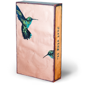 Wing It Spiritile by Houston Llew displayed in a home décor setting, perfect for collectors and whimsical inspirational gifts.