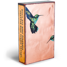 Load image into Gallery viewer, Side view of Wing It Spiritile by Houston Llew – Kiln-fired glass on copper tile with engraved inspirational quote and wrapped edges.